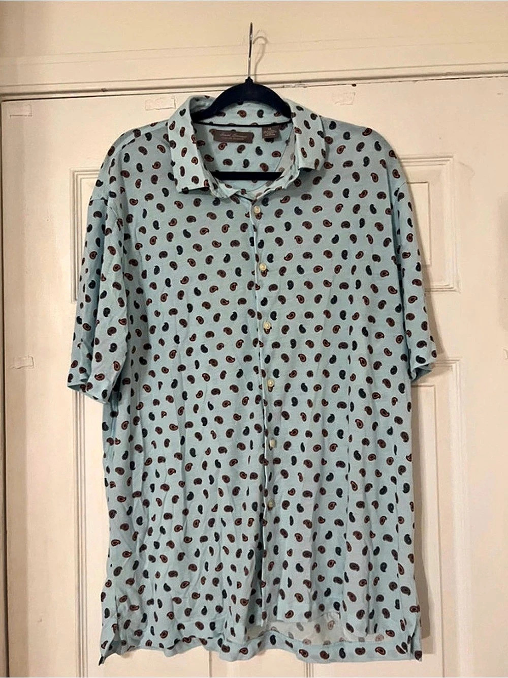 Daniel Cremieux Signature Collection Paisley Button Down Blue & Orange XL